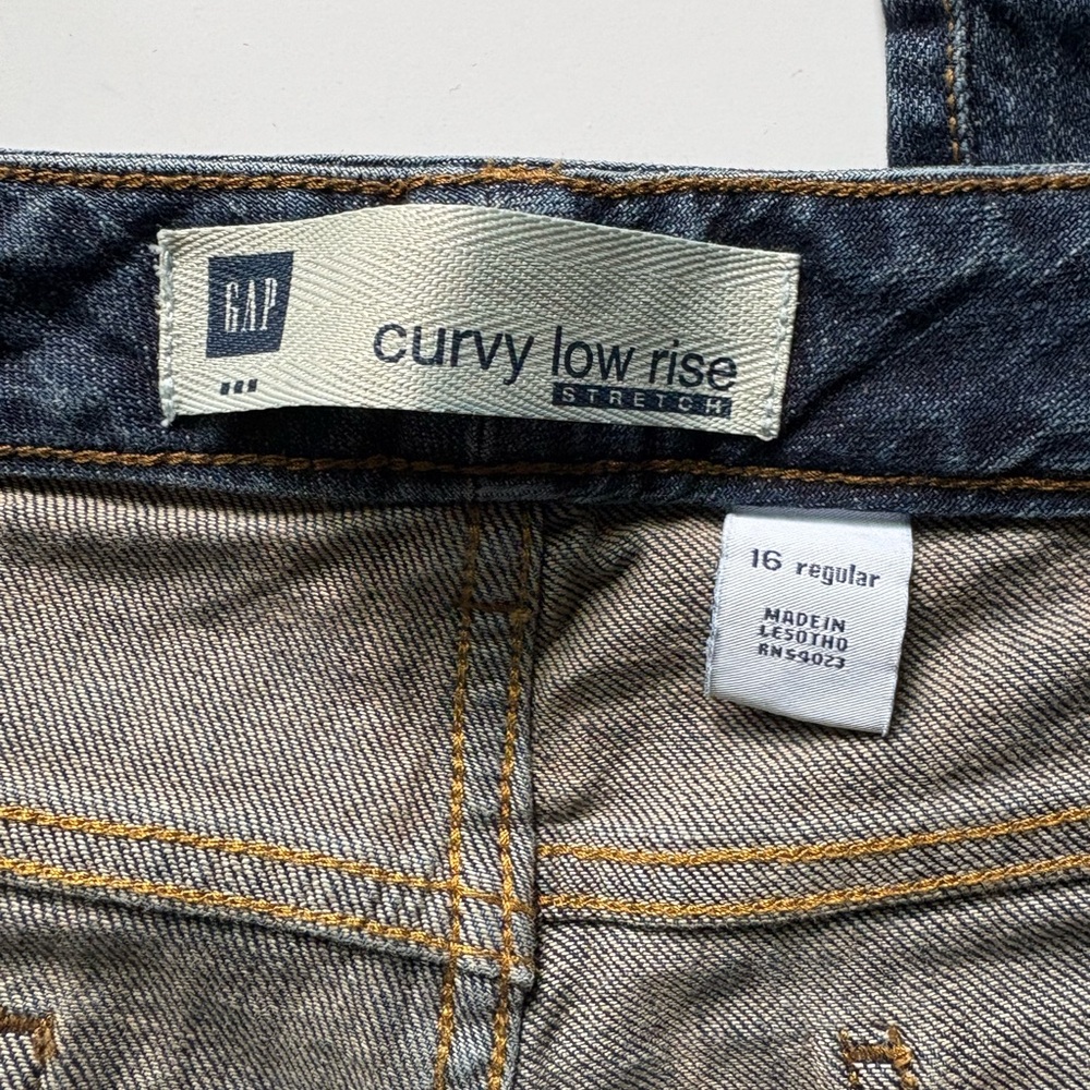 HP🎉 GAP Dark Blue Curvy Low Rise Stretch Women's Jeans Size 16 - Picture 4 of 5